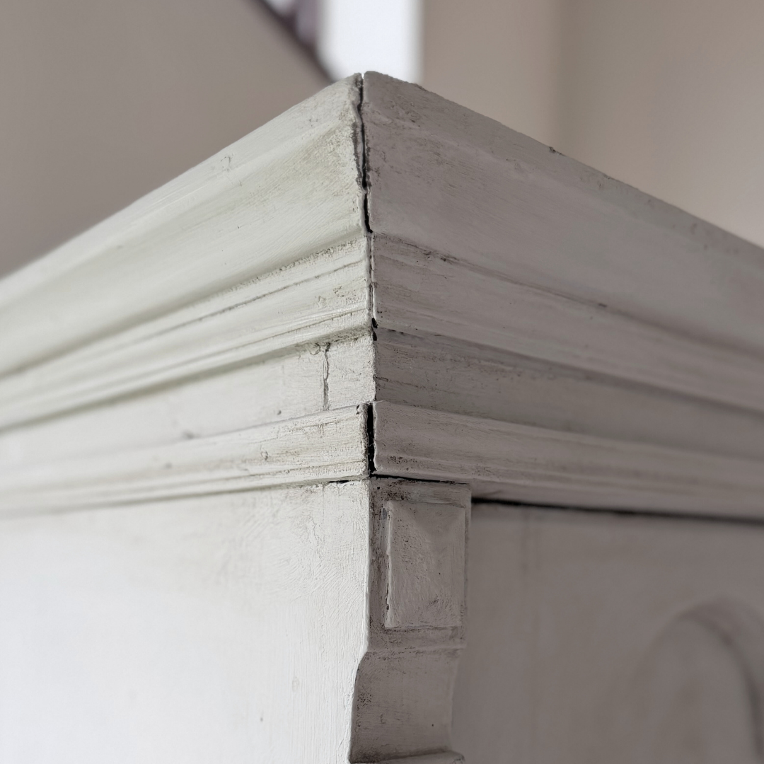 Antique French-Style Wardrobe - Elegant Greige Armoire