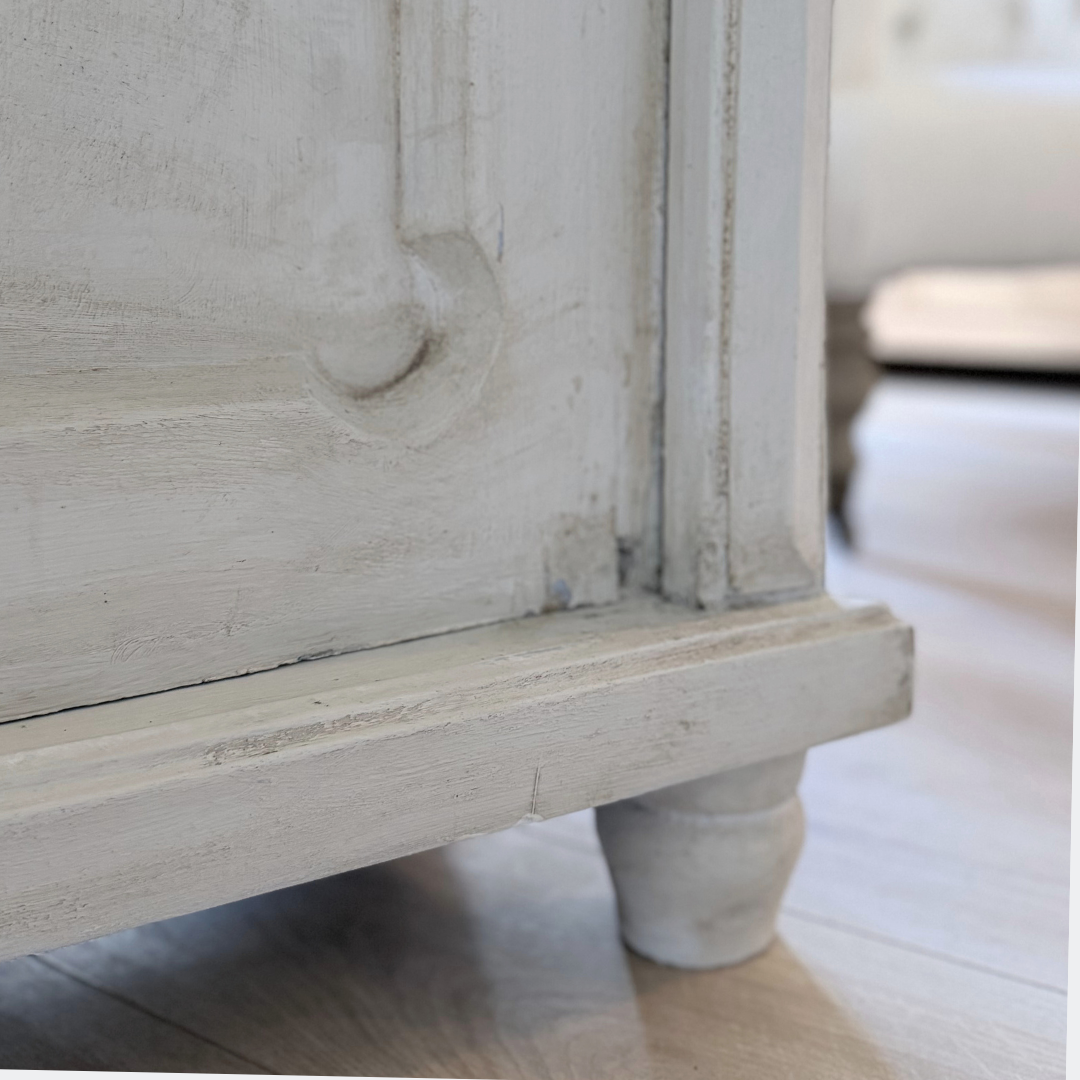 Antique French-Style Wardrobe - Elegant Greige Armoire