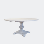 Handmade Round Rustic Pine Dining Table 6ft - Distressed White