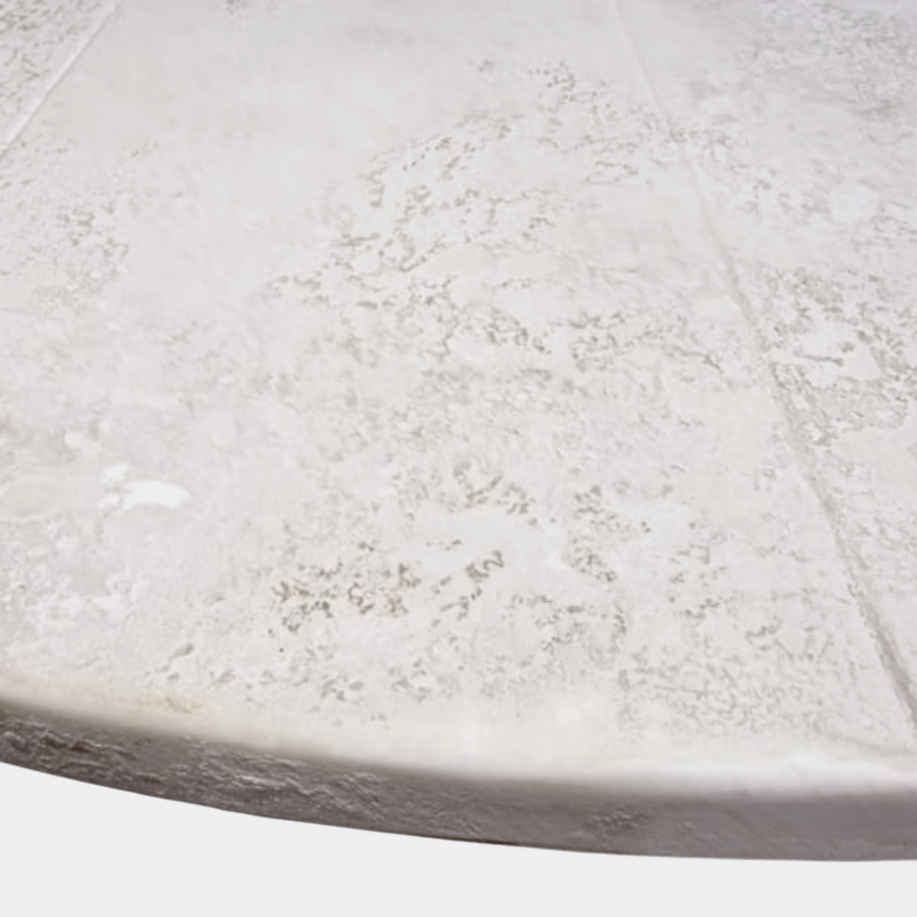 Handmade Round Rustic Pine Dining Table 6ft - Distressed White