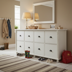 Eight-drawer solid pine chest of drawers in hand-applied distressed white finish, handmade in Europe, This Country Home
