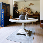 Handmade Round Rustic Pine Dining Table 6ft - Distressed White